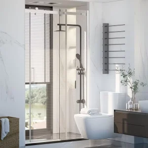 Stainless Steel Pull Handle Frameless Glass Bathroom Shower Sliding Swing Door