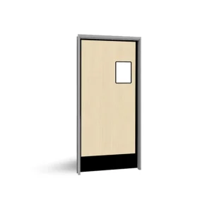 Stainless Steel Single-Leaf Commercial Interior Traffic Swing Door with Glass Window