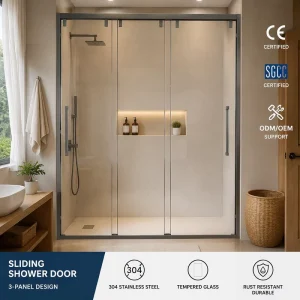Stainless Steel Sliding Door Frame Modern Design 8mm Glass for Hotel and Villa