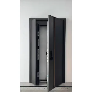 Steel Double-Leaf Fire-Resistant Security Door with Facial Recognition, Chinese Design, 1.5hr Fire Rating