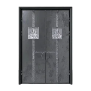 Steel Double Main Entry Security Door with Smart Lock