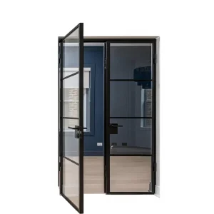 Steel Double Swing Door with Tempered Glass