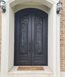 Steel Double Swing Entry Door Windproof Galvanized Finished Surface for Interior Hotel Use
