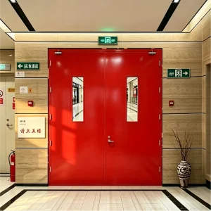 Steel Fire-Rated Door with Vision Panel, Galvanized Frame, EI60/EI90, Industrial and Public Facilities