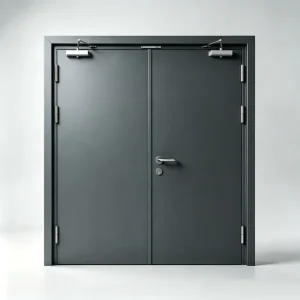 Steel Fire Rated Double-Leaf Metal Fireproof Swing Door for Factory Warehouses and Fire Escape Passages