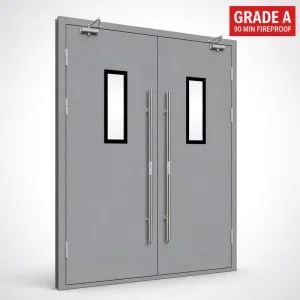 Steel Fire-Rated UL 90-Minute Fireproof Security Entrance Door, Commercial Building