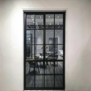 Steel French Narrow-Frame Single- and Double-Leaf Glass Door with Thermal Insulation for Interior and Exterior Use