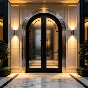 Steel Glass French Villa Entrance Door Fireproof Burglar-Resistant Soundproof Door for Living Rooms and Hotels
