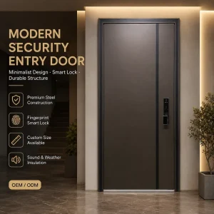 Steel Mother-and-Son Entrance Security Door with Smart Lock and Custom Size for Villa or Apartment