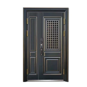 Steel Security Door with Sound Insulation and Finished Surface for Hotel Exterior Use, Manual Opening