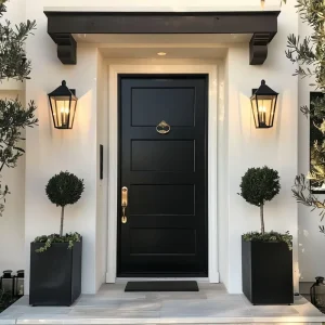 Steel Security Entrance Door Modern House Exterior Reinforced Core Design