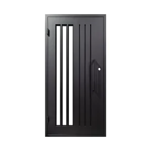 Steel Security Entrance Door with Metal Slab and Wood Front