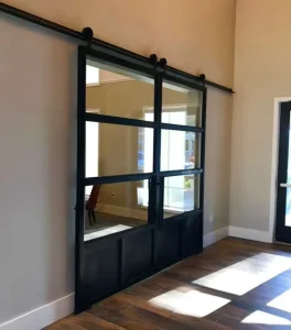 Steel Sliding Slim Narrow Frame Barn Doors for Storage Custom Iron and Glass Sliding Barn Doors with Hardware