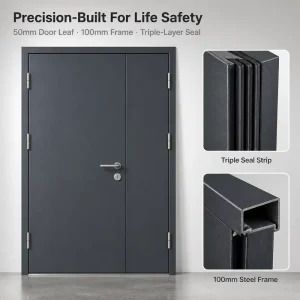 Steel UL90min Fire Rated Fireproof Security Entrance Door for Commercial Buildings