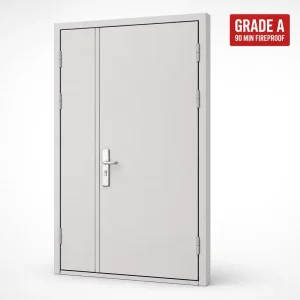 Steel UL90min Fire Rated Fireproof Security Entrance Door for Commercial Buildings