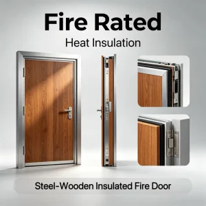 Steel-Wood Fire-Insulated Door, E1, Custom Veneer Size, for Hotels, Residences, Offices, and Hospitals