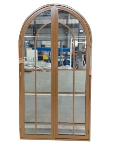 Steel and Iron Tempered Glass Arched French Swing Door for Bathroom, Bedroom, Exterior, and Kitchen Use