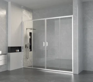Straight Panel Sliding Shower Enclosure Aluminum Frame Tempered Glass Large Rectangular Bathroom Shower Screen