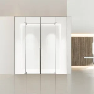 Straight Shower Cabin with 2 Fixed and 2 Swing Pivot Doors, Narrow Aluminum Frame, Custom Size