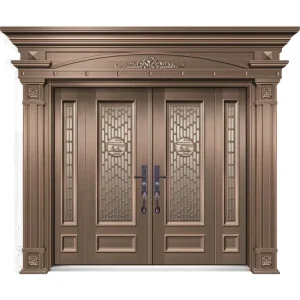 Sunproof Exterior Security Steel Metal Copper Door with Head and Post for Villa