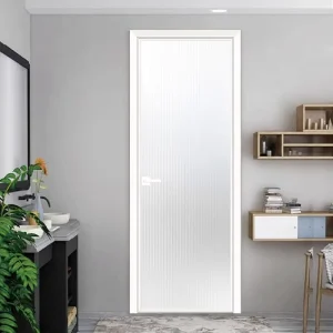 Super White Glass Door Modern Very Narrow Swing Door for Interior Toilet Bathroom Door Grey Oil Sand Aluminum Alloy