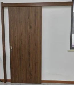 Surface Mounted WPC Sliding Door Fine Wood Grain Wrapped Panel Moisture Resistant Anti-Deform Household Hanging Interior Door CE