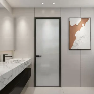Swing Door with Glass Waterproof Interior Aluminum Alloy Bathroom Door