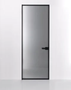 Swing Glass Doors for Bathroom Rooms Black Swing Washroom Door Security Aluminum Frame Sitting Room Door with Handle Lock Keys