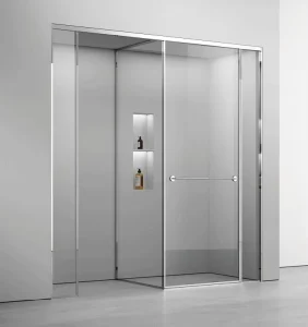 T-Shaped Dual Purpose Bathroom Shower Enclosure with 8mm Clear Tempered Glass Sliding Door