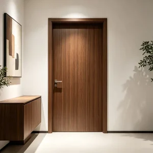 Teak No. 10F-1 Solid Wood Sound Insulation Door Minimalist Design for Bedroom Living Room and Hotel Interior Use