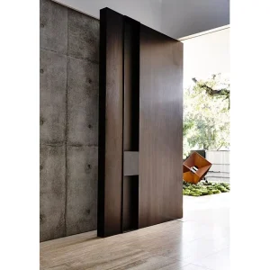 Teak Solid Wood Double Front Entry Door for Exterior Use