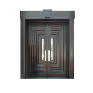 Teak Wood Exterior Double Entry Door for Villa House