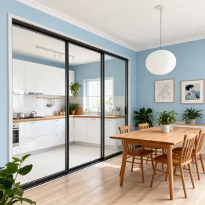 Telescopic Pocket Aluminum Alloy Glass Sliding Door for Living Room, Kitchen, or Balcony
