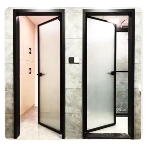 Tempered Glass Aluminum Bifold Framed French Steel Swing Door UPVC Bathroom Shower Door