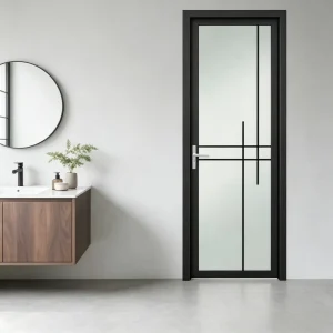 Anti-Corrosion Porcelain Aluminum Swing Door with Waterproof Frosted Glass for Luxury Villas