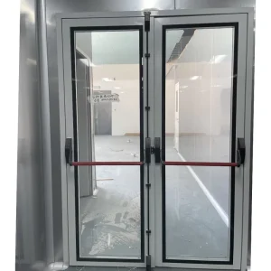 Tempered Glass Emergency Exit Door with Panic Bar Steel Structure Thermal Insulation