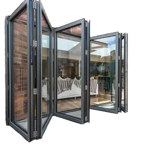 Thermal Break Aluminum Folding Door with Customized Size and Triple-Glazed Glass