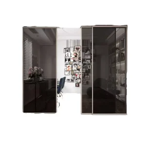 Thermal Break Aluminum Glass Partition Triple Track Arched Soundproof Low-E Glass Sliding Door Interior Movable Wall