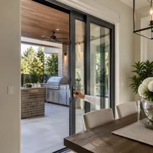 Thermal Break Aluminum Glass Side-Compression Swing Door, Multi-Point Lock, Insulated, Weather-Tight, North America