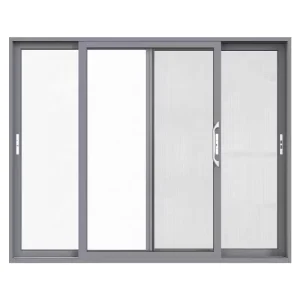 Thermal Break Aluminum Sliding Door With Mosquito Screen Net Double Glass Door Built in Blinds Design