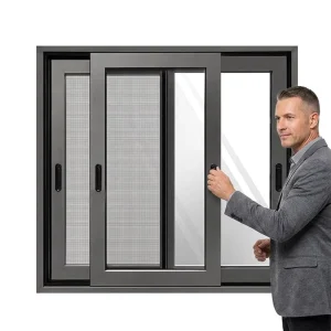 Thermal Break Aluminum Sliding Window Double Glazed Tempered Glass Heavy Duty Roller System