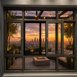 Thermal Break Aluminum Sliding Window Side Pressure Sealed 110 Series Double Tempered Glass Custom Made