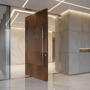 Thermal Break Aluminum Villa Door Custom 3D Wave Relief Double Entrance Door Anti-Theft Exterior Entry Door