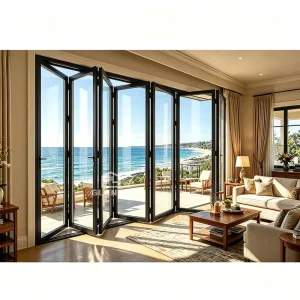 Thermal Break Hurricane Impact Bifold Patio Door, Exterior Accordion Style