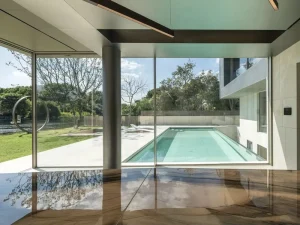 Thermal Break Insulation Anti-Condensation Modern Black Frame Exterior Balcony Entry Villa Glass Sliding Door