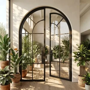 Thermal Bridge French Retro Aluminum Alloy Narrow Frame Glass Sliding Door for Bathroom and Bedroom