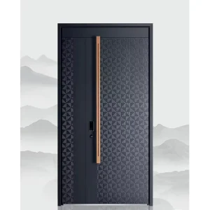 Thermally Broken Aluminum Pivot Entrance Door with Stainless Steel, Manual Opening, Finished Surface
