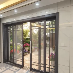 Thermally Insulated Aluminum Sliding Door System with Glass