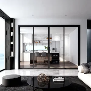 Thin-Edge Aluminum Sliding Door, Tempered Glass, Waterproof, Soundproof, Insulated, Customized