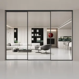 Three-Link Ultra-Narrow Folding Kitchen Sliding Door with Tempered Glass and Soundproofing
